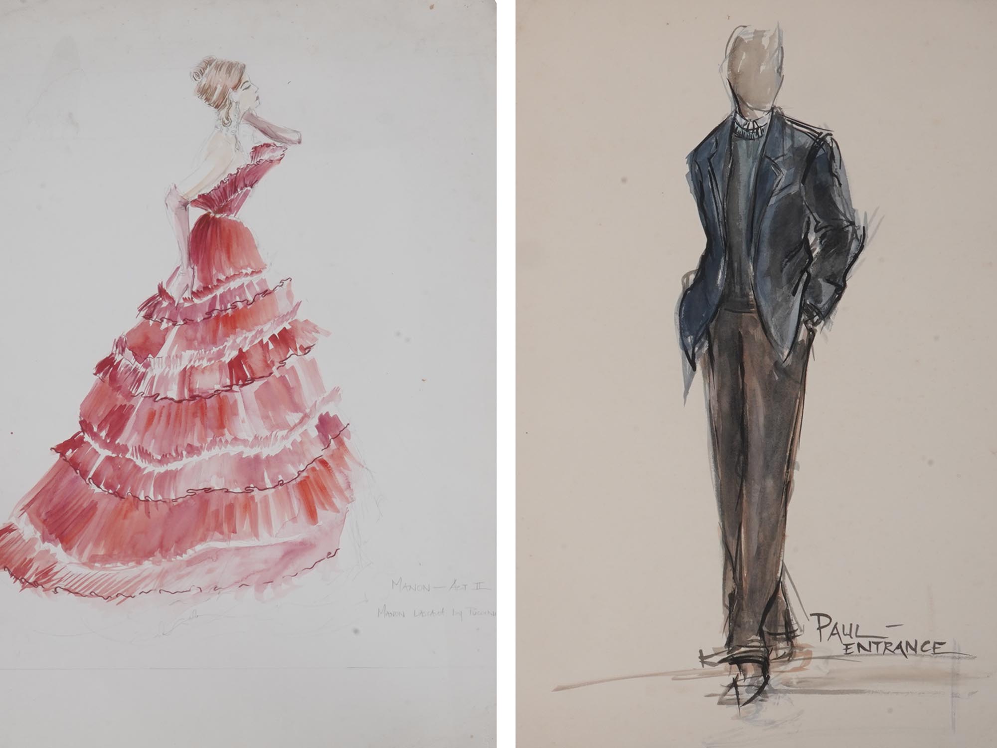 VINTAGE COSTUME DESIGN PAINTINGS ATTR TO DORMAN PIC-1